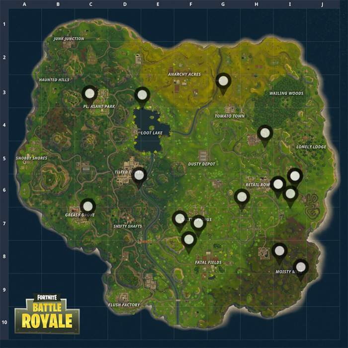 3 llamas will spawn so it s important to act fast if you re in one of these areas use the coordinates below and the description to help lead you in - fortnite llama spawns