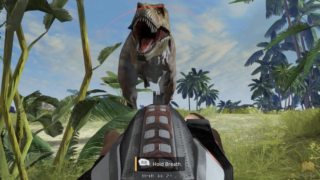 Shooting at a T-Rex in Carnivores Dinosaur Hunt