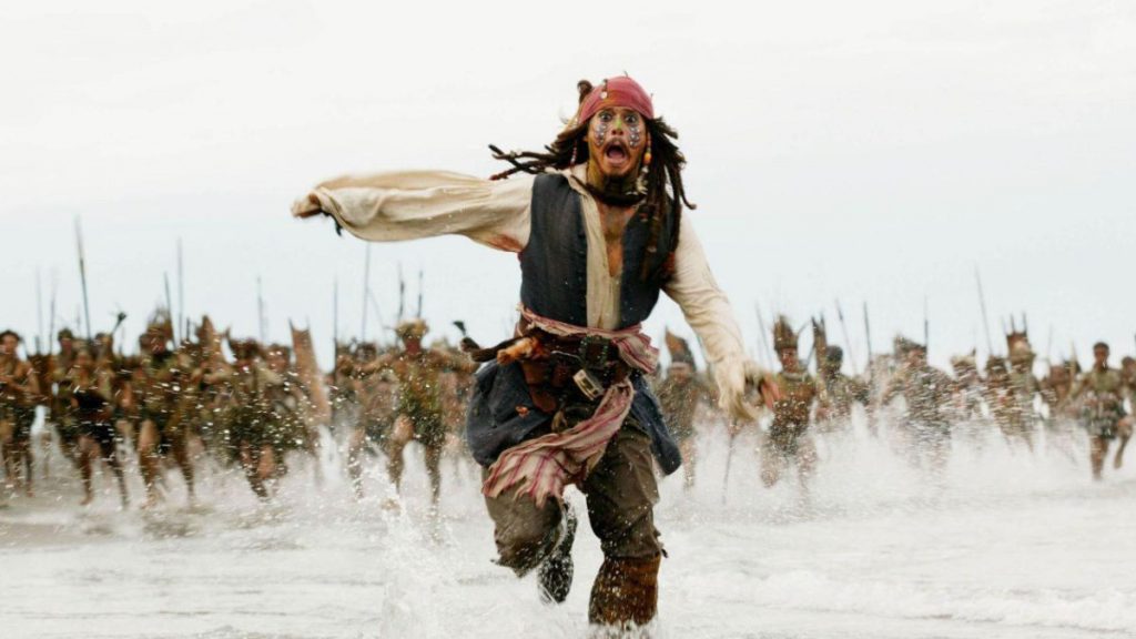 Johnny Depp nel ruolo di Jack Sparrow in Pirati dei Caraibi