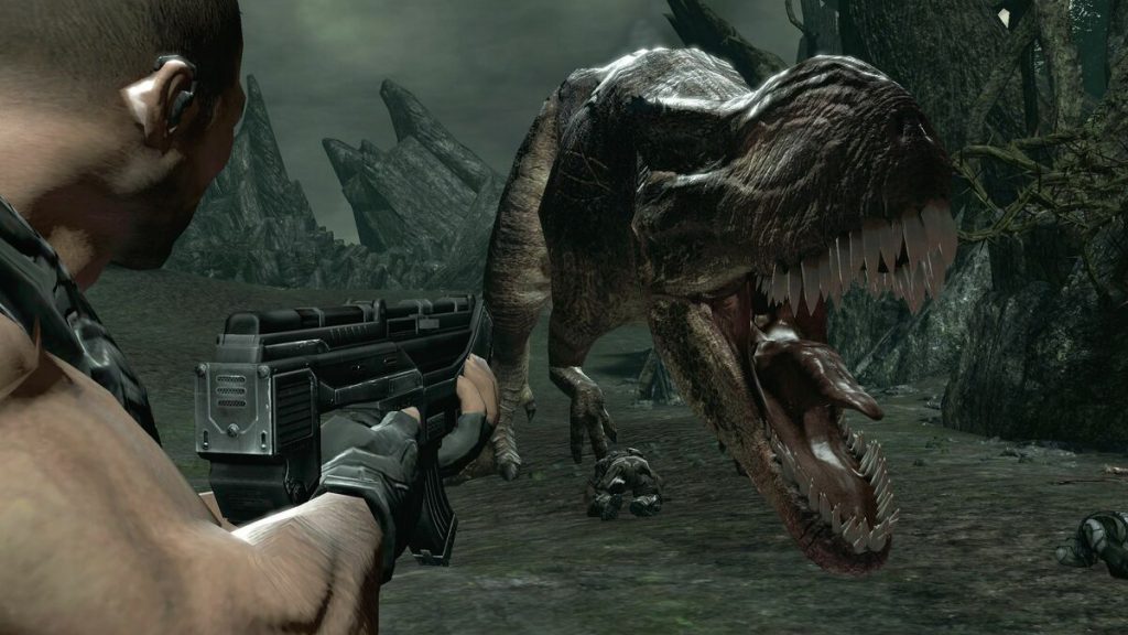 Turok fight against a dinosaur