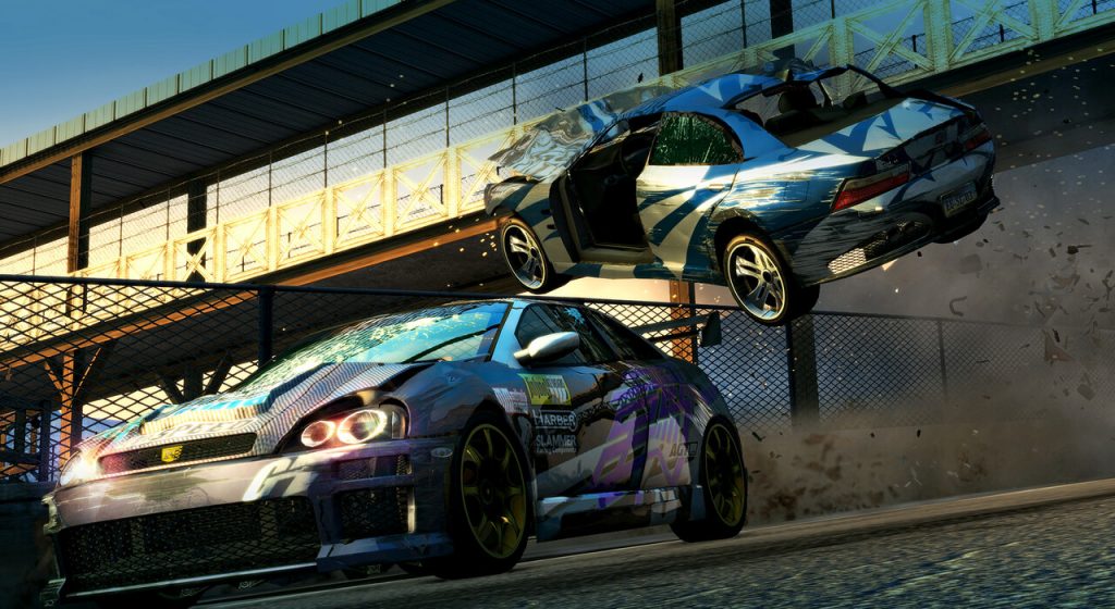 one car jumps behind another in burnout paradise remastered