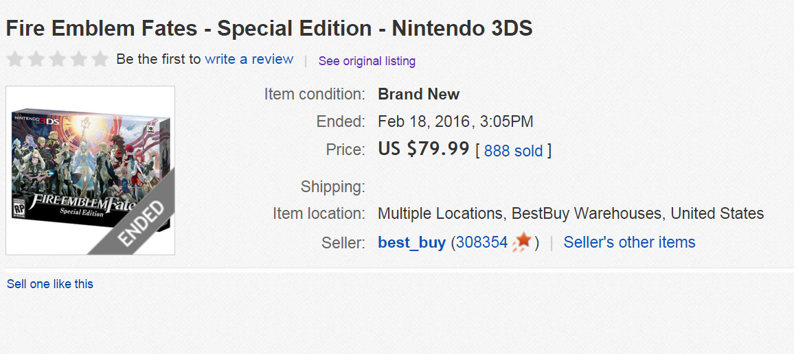 Fire Emblem Fates Special Edition Best Buy Ebay