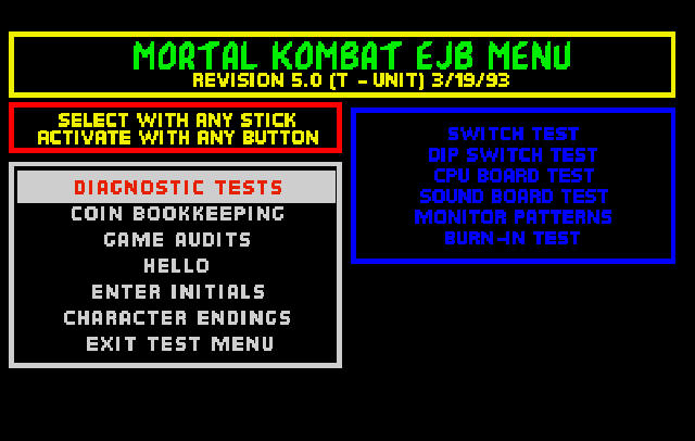 Mortal Kombat EJB Menu