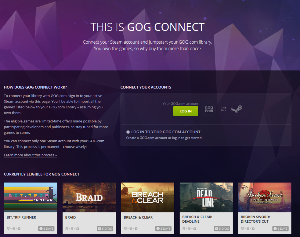 GOGConnectPage