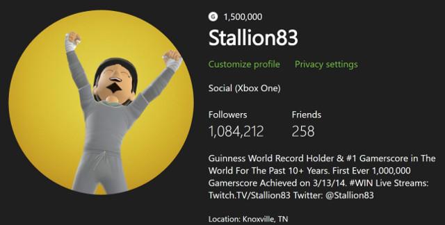 Stallion83 Hits Two Million Gamerscore