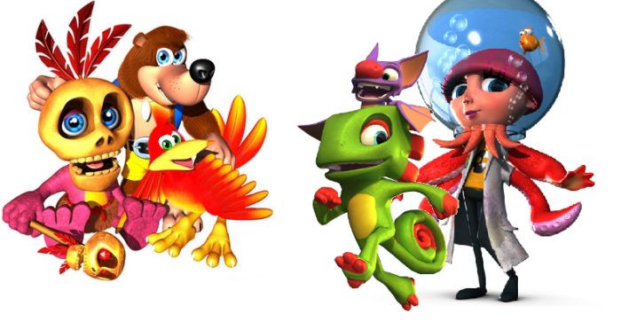 Are there any other duo game characters similar to Banjo Kazooie & Yooka  Laylee? I mean a bigger animal as the leggs and a smaller animal on the  back as the wings?! 