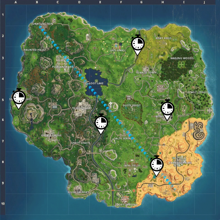 Fortnite Season 5 Week 6 Time Trial Locations Fortnite Battle Royale Season 5 Week 6 Challenges Guide Time Trials Treasure Locations Video Gameranx