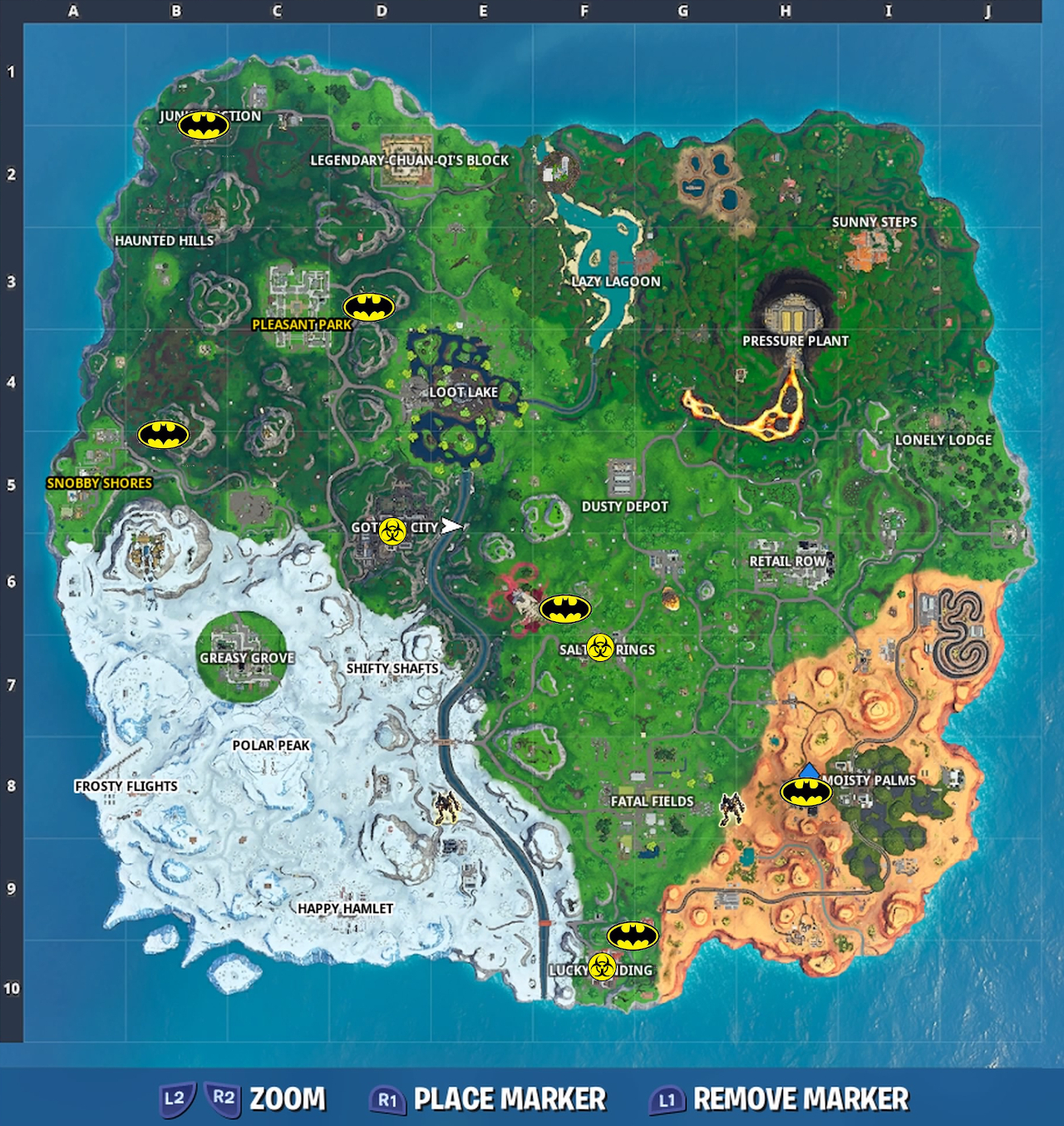 Fortnite: Batman Crossover Event - All Challenge Locations [Map] - Gameranx