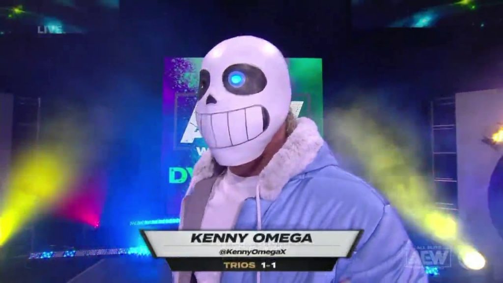 AEW Pro Wrestler Kenny Omega Enters Match as Sans from Undertale