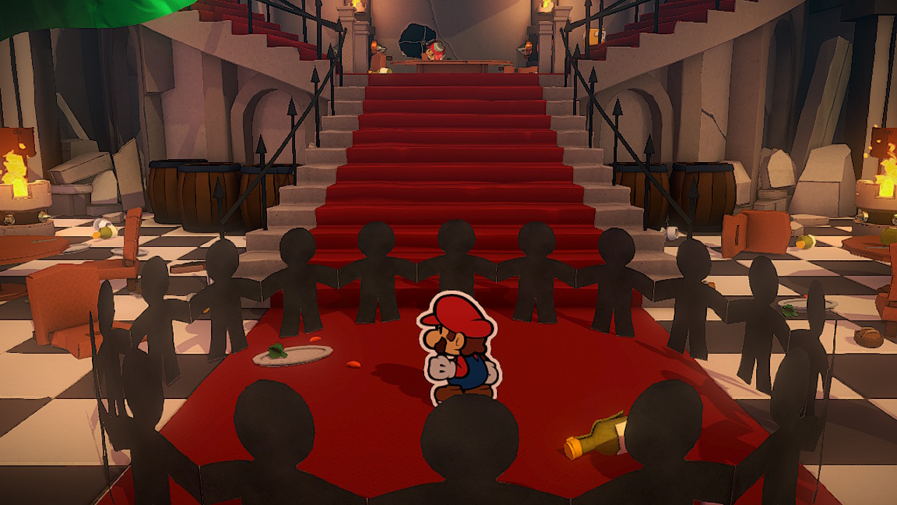 Paper Mario The Origami King Cutting The Green Streamer Bowser's