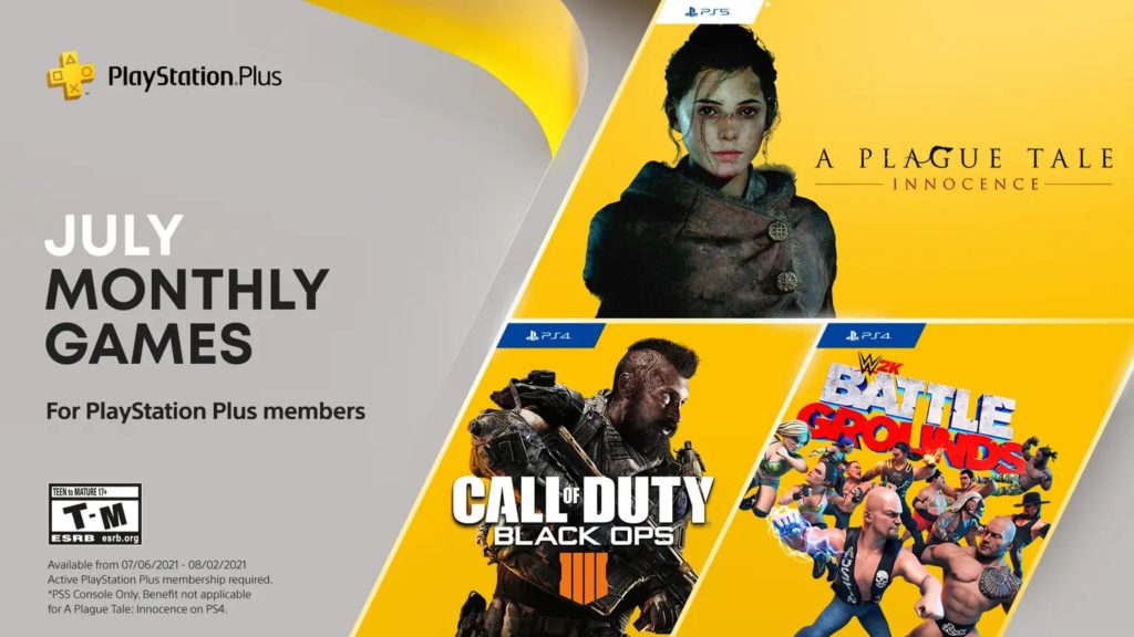 PS Plus Games for July Include Call of Duty, WWE 2K, and Plague Tale