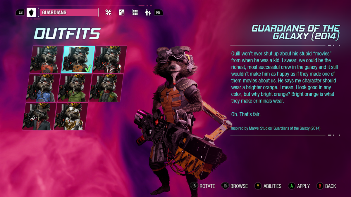 Guardians of the Galaxy: Check Out All The Unlockable Outfits ...