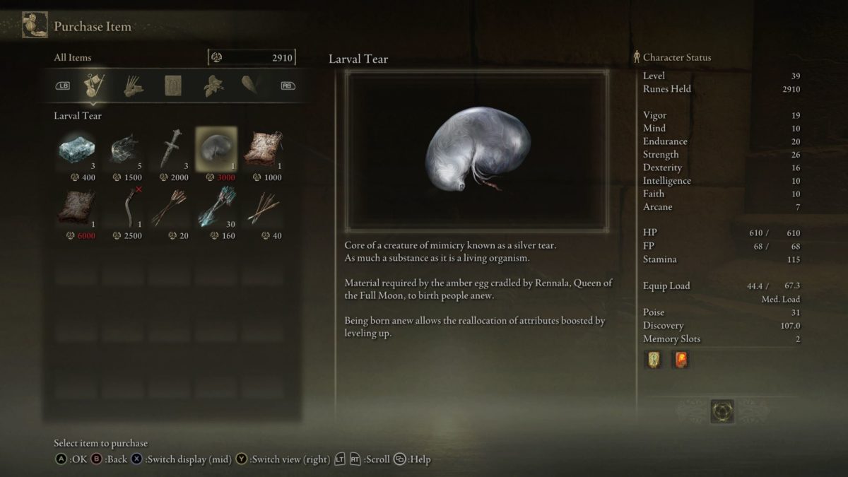 Elden Ring How To Respec & Rebuild Your Character Stats Larval Tear Guide Gameranx