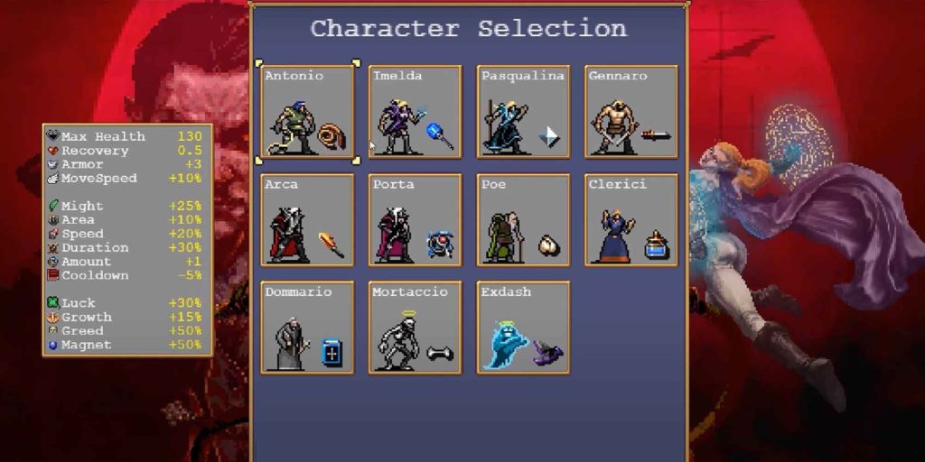 Lista de personagens em Vampire Survivors: como encontrar e desbloquear  todos os personagens padrão do jogo