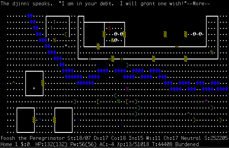 Roguelike games Nethack

By The original uploader was Foosh at English Wikipedia. - Transferred from en.wikipedia to Commons., NetHack GPL, https://commons.wikimedia.org/w/index.php?curid=2114238