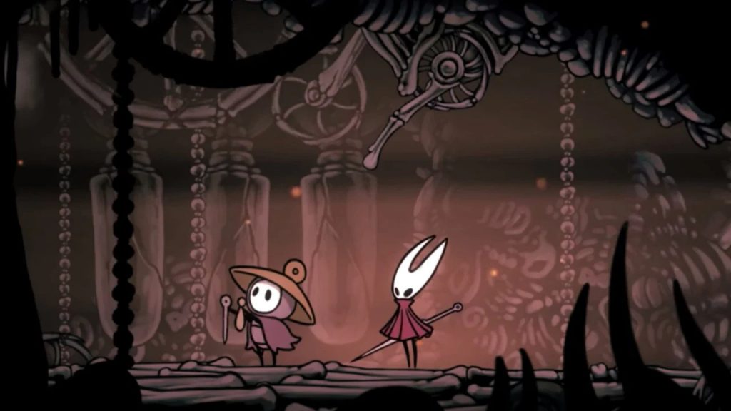 Hornet talking to an npc in hollow knight silksong