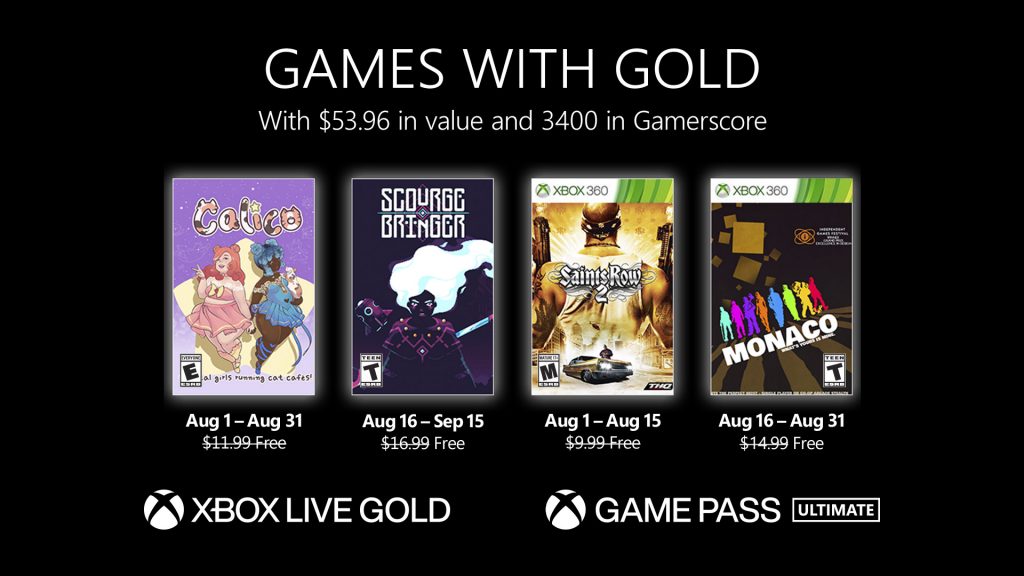 ethiek oud inrichting Xbox Games With Gold Free Titles For the Month of August Announced -  Gameranx