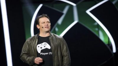 Phil Spencer on stage talking about Xbox for Microsoft
