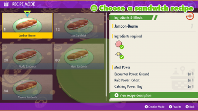 Pokemon Violet and Scarlet: All Normal Sandwich Recipes | Cooking Guide ...