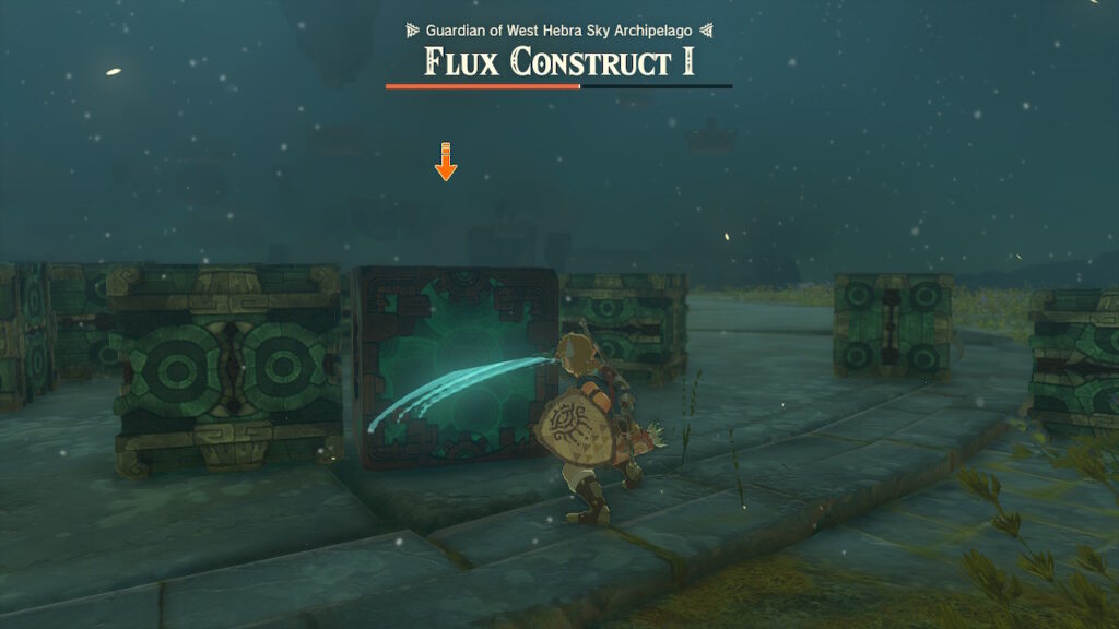 Link fighting Flux Construct I in Legend of Zelda: Tears of the Kingdom