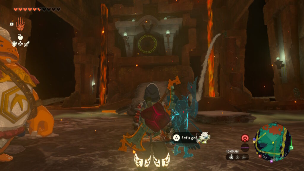 Yunbo, Tullin, and Link in the Fire Temple in