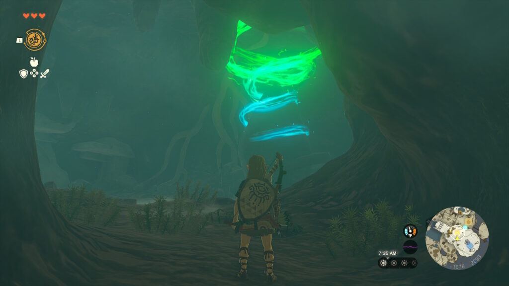 link looking at shrine
