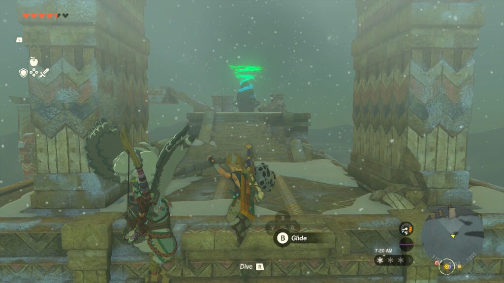 Link jumping near a shrine in Legend of Zelda: Tears of the Kingdom