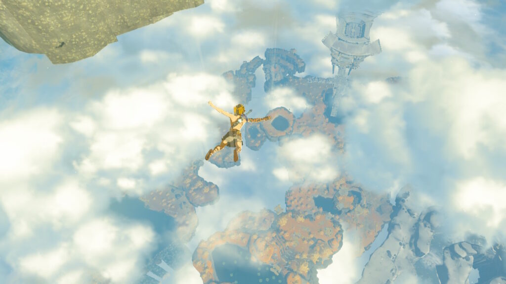 Link is falling from the sky in Tears of the Kingdom