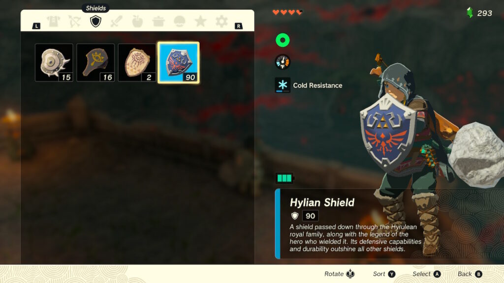 Link finds the Hylian Shield early in Tears of the Kingdom