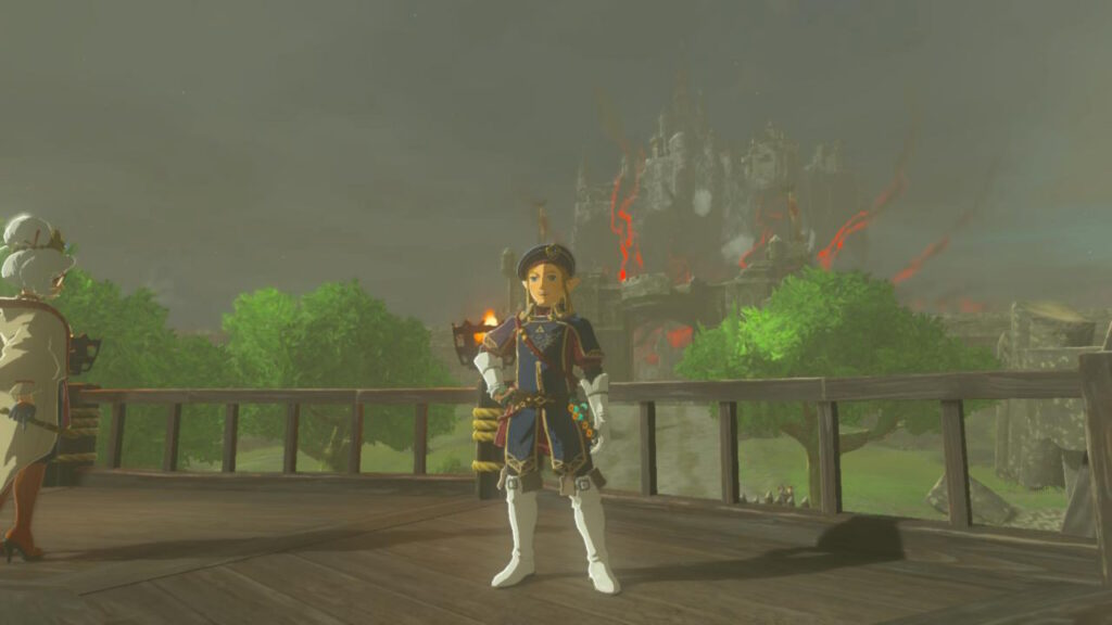 Link shows off the Royal Guard armor set in Tears of the Kingdom. 