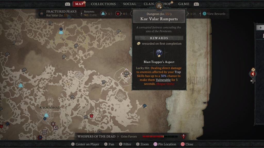 Diablo 4 Kor Valar Ramparts Map Location