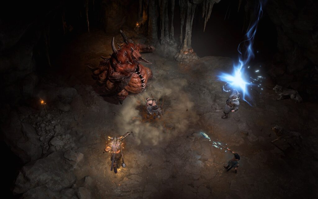 Fighting a demon in Diablo 4