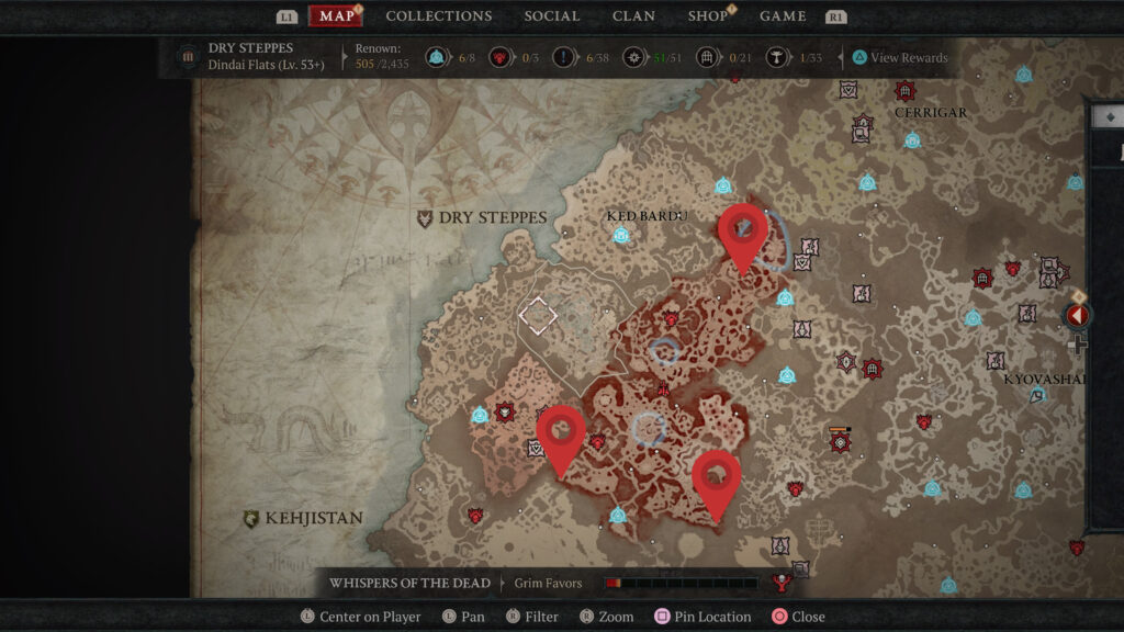 Diablo 4 Dry Steppes Mystery Chest Locations Map
