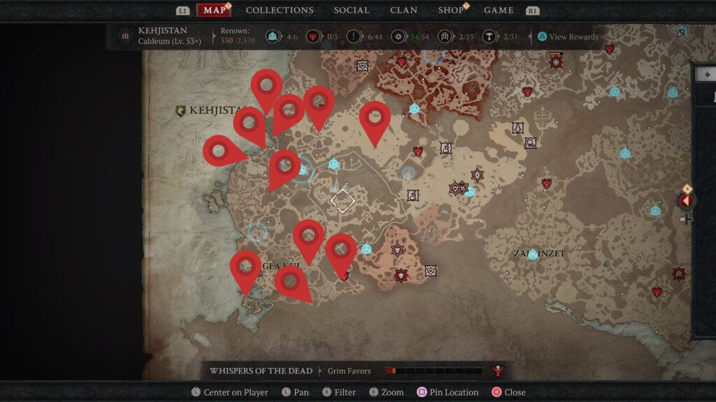 Diablo 4 Kehjistan Mystery Chest Locations Map