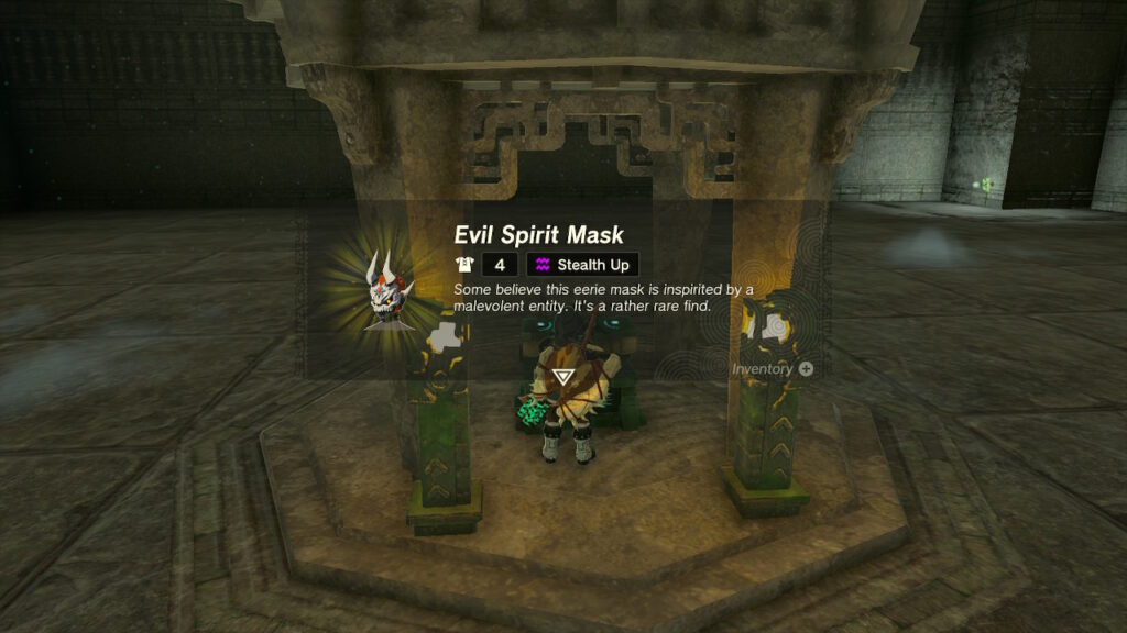 Link obtaining the Evil Spirit Mask in Legend Of Zelda: Tears Of The Kingdom