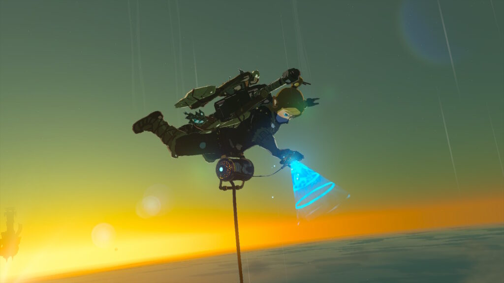 Link falling through the sky scanning the environment in Legend Of Zelda: Tears Of The Kingdom