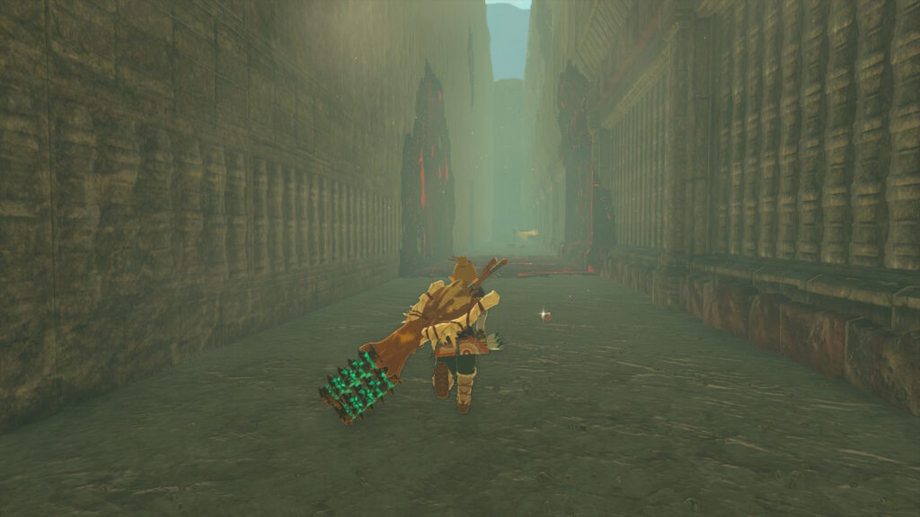 Link running through South Lomei Labyrinth in Legend Of Zelda: Tears Of The Kingdom