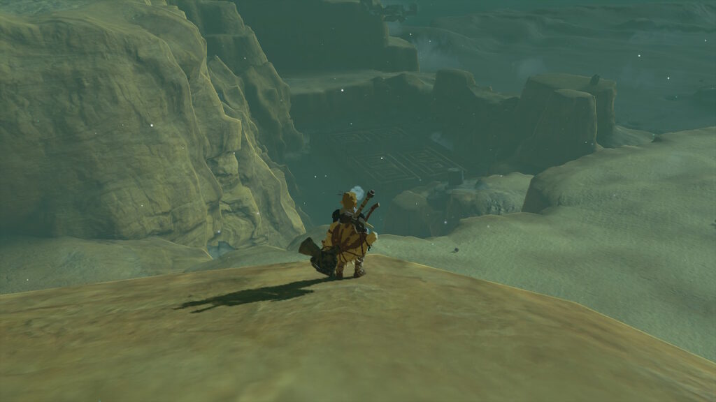 Link overlooking South Lomei Labyrinth in Legend Of Zelda: Tears Of The Kingdom