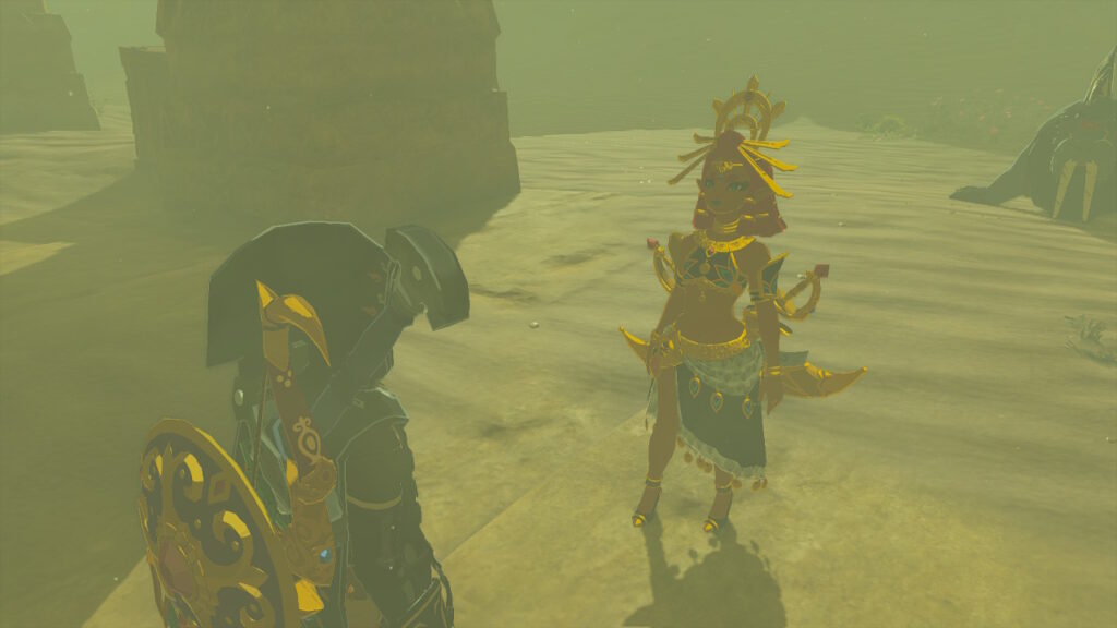 Link talking to Riju in Legend Of Zelda: Tears of the Kingdom