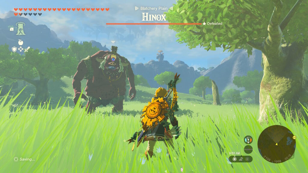Link faces off against a Hinox in Tears of the Kingdom.