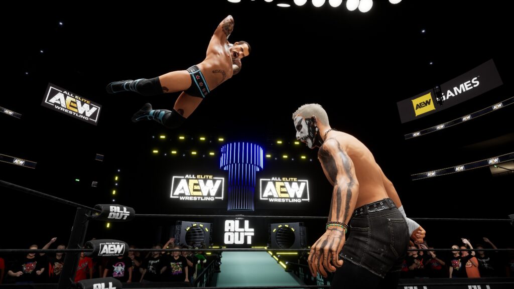 CM Punk from the top rope in AEW Fight Forever