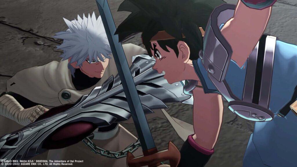 Hyunckel and Dai fighting during one of the game's cutscenes.