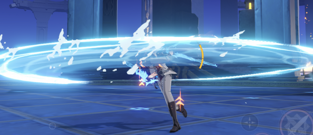 Tartaglia in Melee Stance performing an attack.