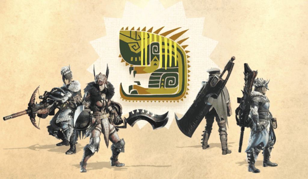 A team of four hunters in front of the Great Jagras icon.