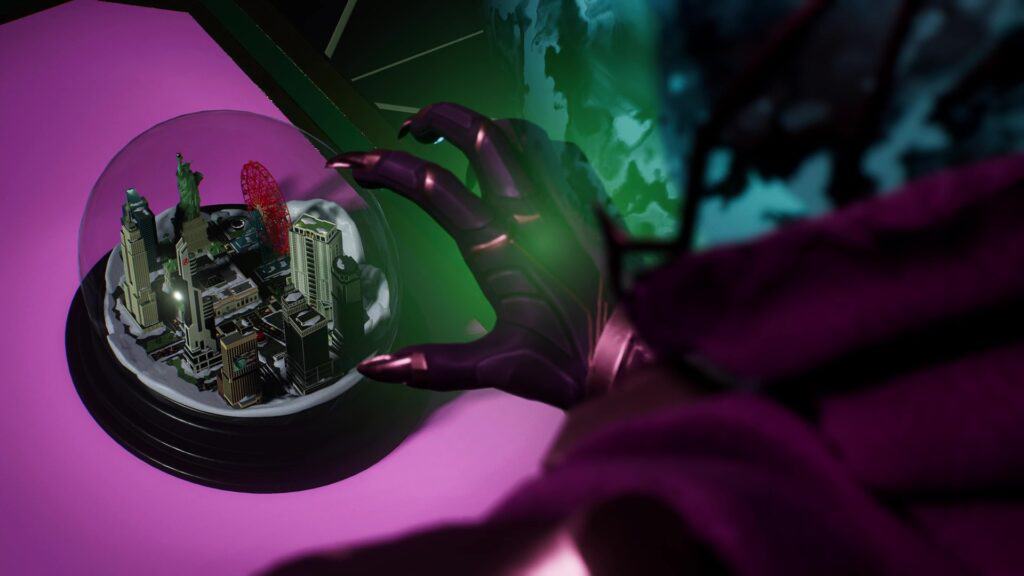 Mysterio summons a snow glove in Marvel's Spider-Man 2. 