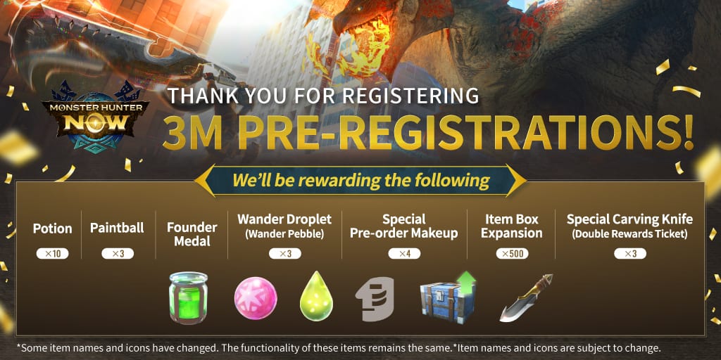 The Monster Hunter Now Pre-Registration Rewards announcement.
