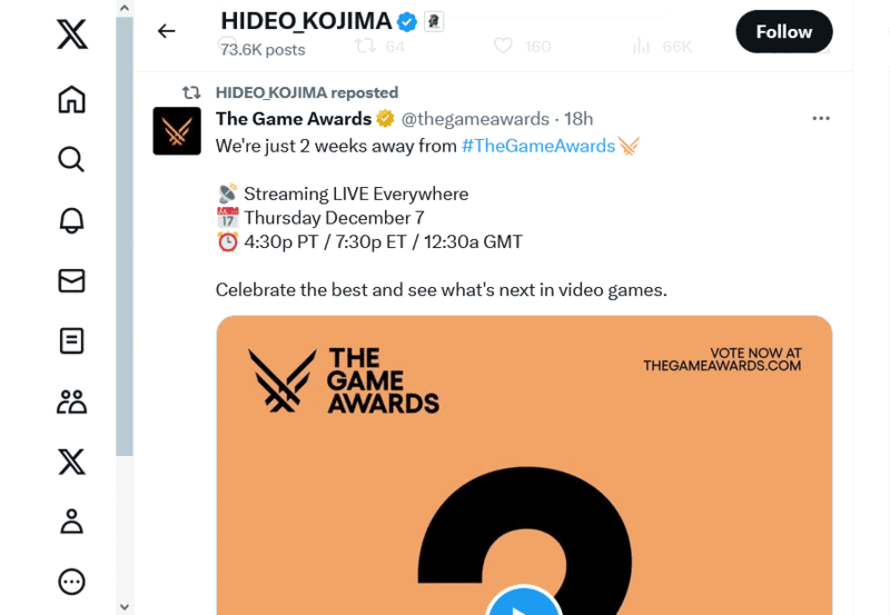 Hideo Kojima's OD Title Announced at The Game Awards 2023
