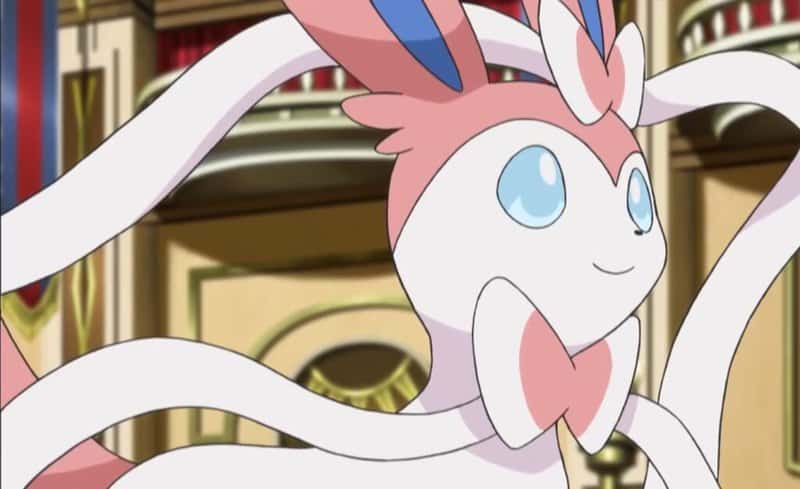 Sylveon as it appears in the Pokémon anime.