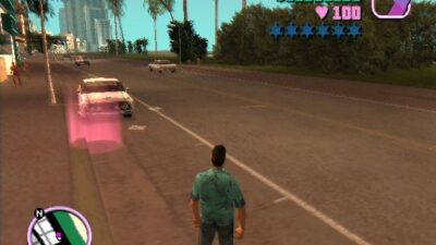 grand theft auto vice city playstation 2 the pink spot shows the