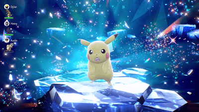 A defeated 7-Star Water Tera Type Pikachu makes the Shocked Pikachu face.